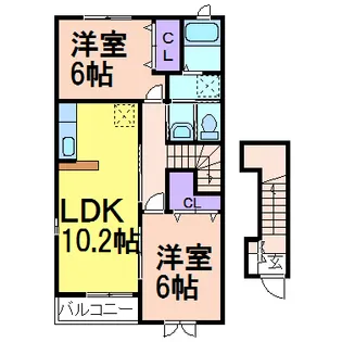 プラティーク晃望台【2階】の間取り