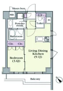 プラチナコート中目黒【1階】の間取り