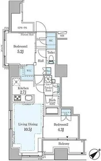 東京都港区赤坂4【マンション】の間取り