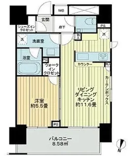 東京都港区赤坂2【マンション】の間取り