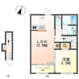 パレス北野【1階】の間取り