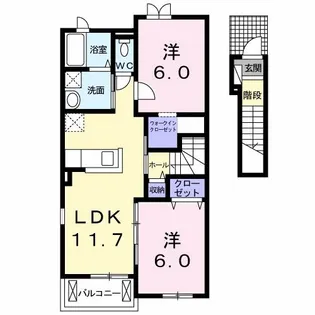ナリッシュI【2階】の間取り