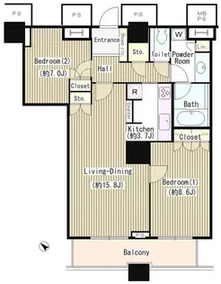 東京都中央区勝どき6【マンション】の間取り