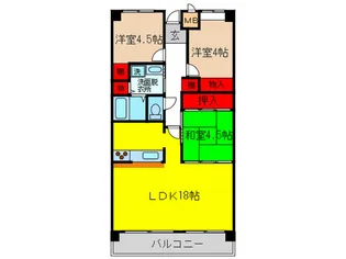 ロイヤルヒルズ待兼山【1階】の間取り