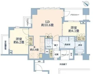 横濱紅葉坂レジデンス弐番館【10階】の間取り
