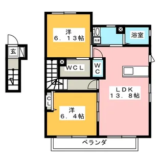 カーサ フェリーチェC【2階】の間取り