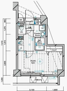 メインステージ二子多摩川【3階】の間取り