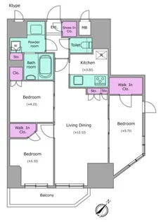 レジディア中目黒III【15階】の間取り