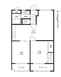 サニーガーデン【1階】の間取り
