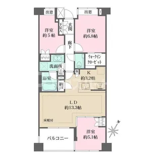 クラッシィハウス谷中道灌山E棟【2階】の間取り
