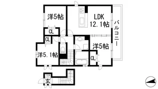 ラフィーネ武庫山【2階】の間取り