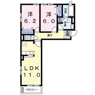 ニュークレールB【2階】の間取り
