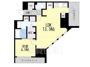ザ・パークハビオ谷町六丁目クロス【13階】の間取り