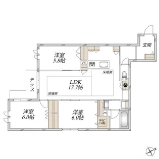 プラテリアコート市川【1階】の間取り