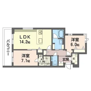 SHMルナリア【3階】の間取り