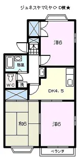 ジュネスヤマミヤC棟【1階】の間取り