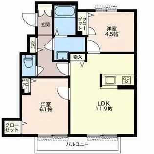 ソルレガーロ A【1階】の間取り
