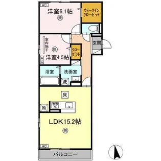 2LDKの間取り画像