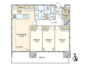 HARUMI FLAG SUN VILLAGE T棟【17階】の間取り