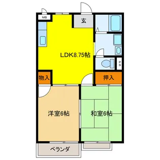 岐阜県羽島郡笠松町門間【アパート】の間取り