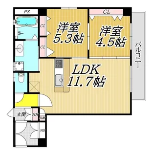 2LDKの間取り画像