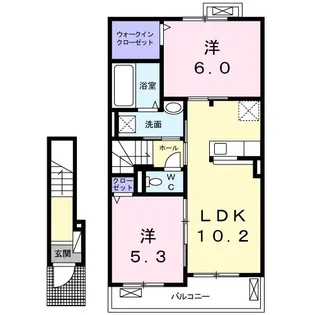 2LDKの間取り画像