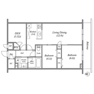 プライムガーデン若木【5階】の間取り