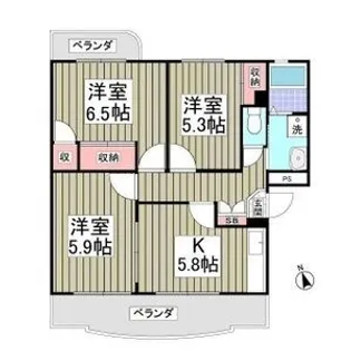 ラ・セゾン西城【1階】の間取り