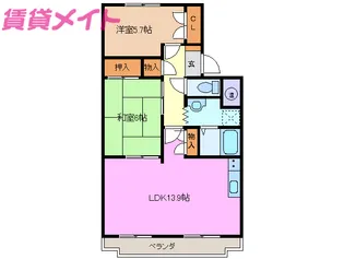 ラヴィーヌ新西方【2階】の間取り