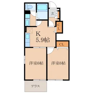 クレスト-ルF【1階】の間取り