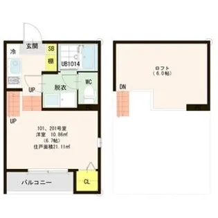 ラ・ムー長町【1階】の間取り