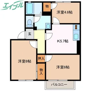 コーポラスたなか A棟【1階】の間取り