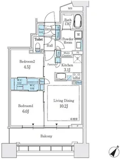 パークタワー向ヶ丘遊園【25階】の間取り