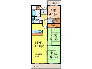 フェルザ南茨木【2階】の間取り