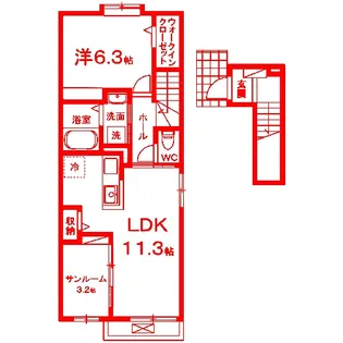 グリーンルーム鵠沼海岸【2階】の間取り