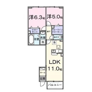カメリア双葉【1階】の間取り