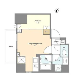 グランカーサ横濱石川町【8階】の間取り