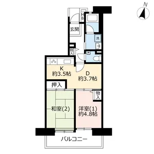 URプロムナード矢部【7階】の間取り