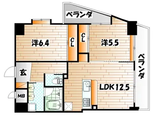 コンプレート富士見【9階】の間取り