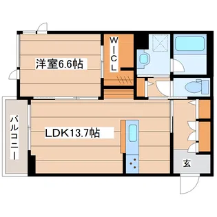 アリスティオ六丁の目【2階】の間取り