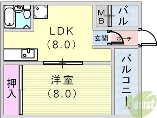 グランディア ミ・アモーレ鈴蘭台【1階】の間取り