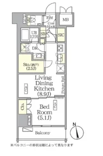 ザ・パークハビオ神楽坂レジデンスSouth【2階】の間取り