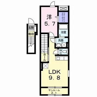 新潟県新潟市中央区紫竹山2【アパート】の間取り