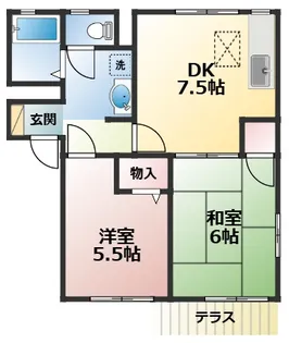 石橋ハイツC棟【1階】の間取り