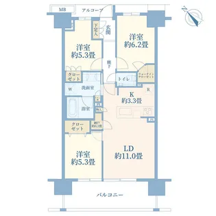 プラウドシティ越中島ブライトテラス【4階】の間取り