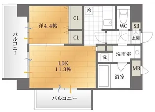 ナビールコート薬院【8階】の間取り
