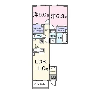 カメリア双葉【1階】の間取り
