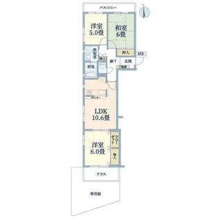 エレガンス都立大【1階】の間取り