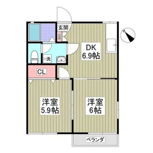 リバーサイド中の宿B【2階】の間取り