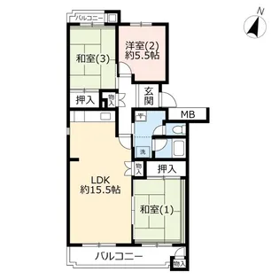 UR霧が丘グリーンタウン【5階】の間取り